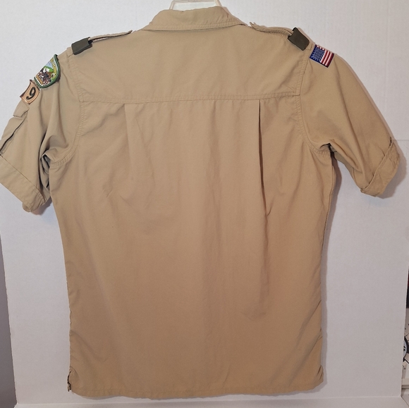 Vintage Boy Scouts Of America Uniform Shirt Adult Large Patches Be Prepared Tan - Picture 5 of 9